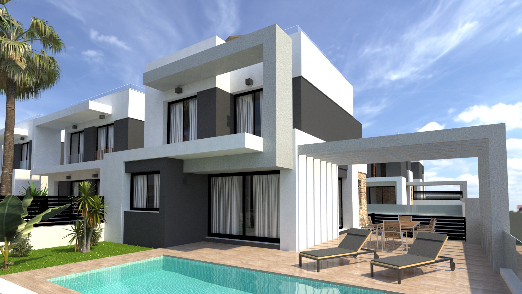 Newly built modern link-detached villas in ideal location.