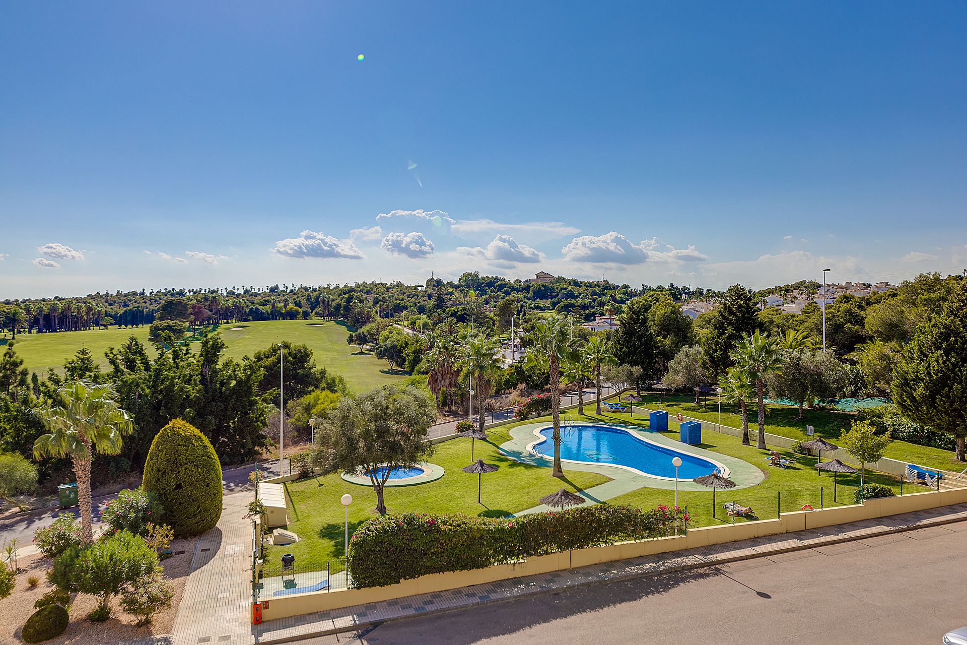 Large south facing apartment with superb golf views.